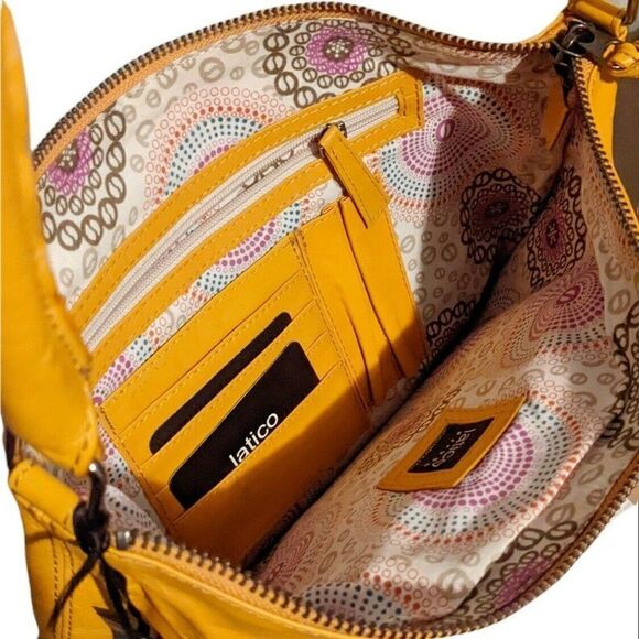 Latico Leather Dee Dee Handbag Tote Orange Tan Leather Handcrafted Shoulder Bag - Picture 5 of 6